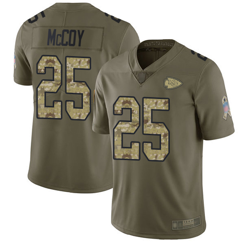 Men Kansas City Chiefs #25 McCoy LeSean Limited Olive Camo 2017 Salute to Service Football Nike NFL Jersey->youth nfl jersey->Youth Jersey